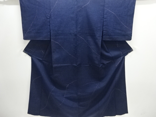 大正ロマン　線描き模様織り出しお召単衣着物